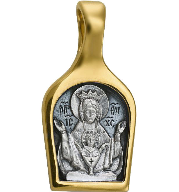 Образ Божией Матери «Неупиваемая чаша» с чернением, серебро 925