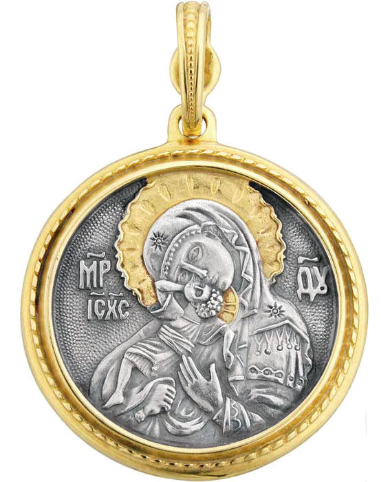 Образ Божией Матери «Взыграние», серебро 925 с позолотой