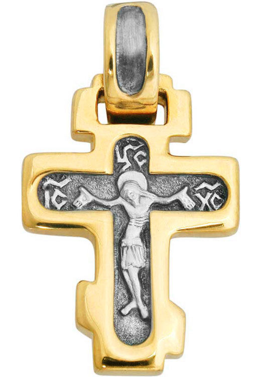 Крест нательный "Малый", серебро 925° с позолотой