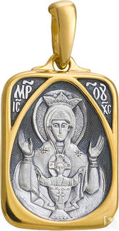 Образ Божией Матери «Неупиваемая Чаша», серебро 925° с позолотой