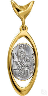 Образ Божией Матери «Иверская», серебро 925° с позолотой