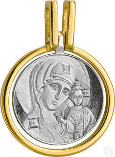 Образ Божией Матери «Казанская», круглый, серебро 925° с позолотой