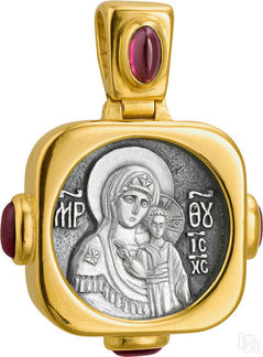 Образ Божией Матери "Казанская", серебро 925 с позолотой и камнями