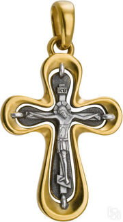 Крест нательный «Каплевидный», серебро 925° с позолотой