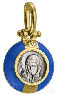 Образ «Богородица молящаяся», серебро 925° с позолотой, эмаль