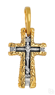 Крест нательный «Процветший», серебро 925° с позолотой