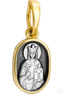 Образ «Святая мученица Людмила», серебро 925° с позолотой