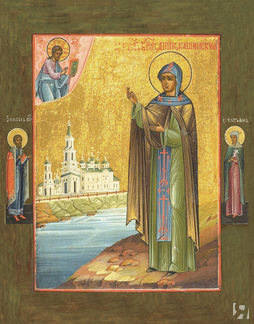 Икона Святая Анна Кашинская, 19 век. Размер 12.5 × 10 cм
