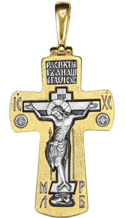 Крест "Стена Нерушимая", серебро 925° с позолотой