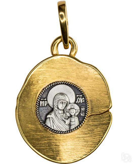 Образ «Богоматерь Казанская» на "лепестке", серебро 925° с позолотой