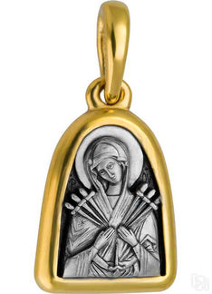 Образ «Богоматерь Семистрельная», серебро 925° с позолотой