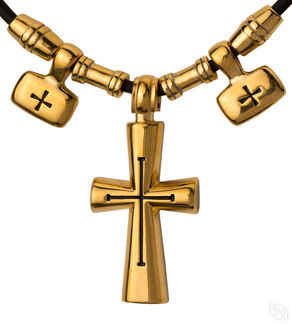 Крест-подвеска на шнуре "Да воскреснет Бог", серебро 925° с позолотой