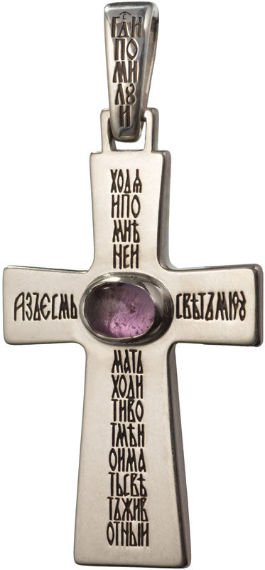 Крест большой с кабошоном, серебро 925°