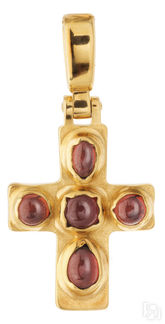Крест с кабошонами, серебро 925° с позолотой, камни