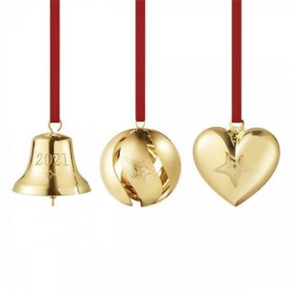 Набор из 3-х новогодних украшений CHRISTMAS 2021 Bell, Ball, Heart Georg Je