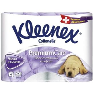 Туалетная бумага Kleenex/Клинекс Premium Care, 4 сл. 4 шт. Kimberly-Clark