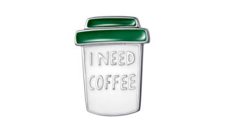 Брошь серебряная Алькор «I need coffee» с эмалью