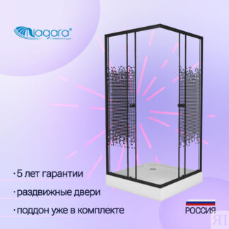 Душевой уголок Niagara Eco NG-008-14Q BLACK мозаика 80x80 с поддоном