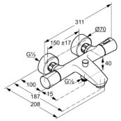 Смеситель для ванны или для душа Kludi Zenta 351010538 351010538 фото 2