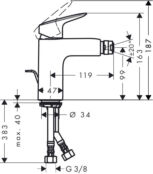 Смеситель для биде Hansgrohe Logis 71200000 хром 71200000 фото 2