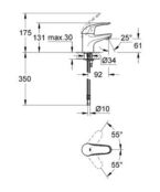 Смеситель для раковины Grohe Euroeco 32734000 32734000 фото 2