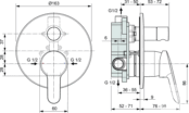 Смеситель для ванны или для душа Ideal Standard DOT 2.0 A7165AA скрытая час A7165AA фото 2