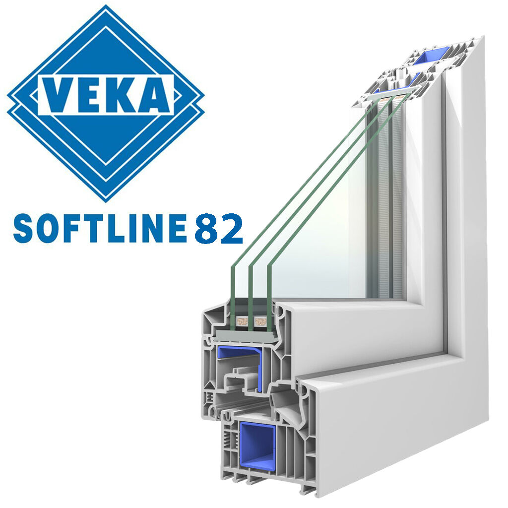 Окно ПВХ двухстворчатое VEKA SOFTLINE 82 мм, 7 камер, А-класс фото 1