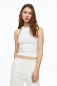 Короткая футболка H&M, белый 1135364001 | White фото 1