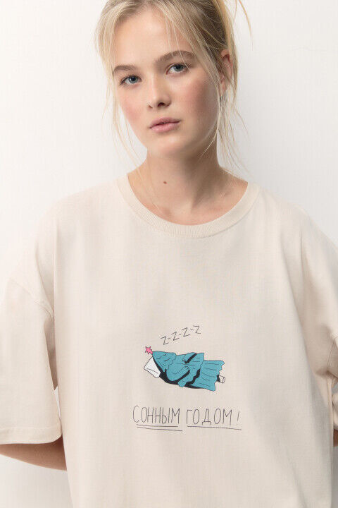 Футболка oversize с новогодним принтом befree 4680168975479 фото 1