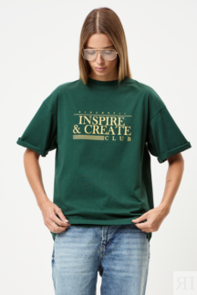 INSPIRE Футболка оверсайз Inspire Club принт I&C (зеленый) (L, Зеленый)