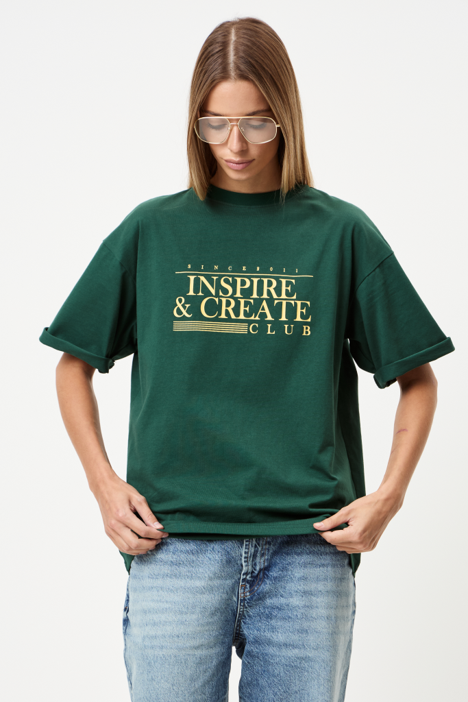 INSPIRE Футболка оверсайз Inspire Club принт I&C (зеленый) (XS, Зеленый) фото 1