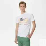 Мужская приталенная футболка Lacoste с круглым вырезом фото 1