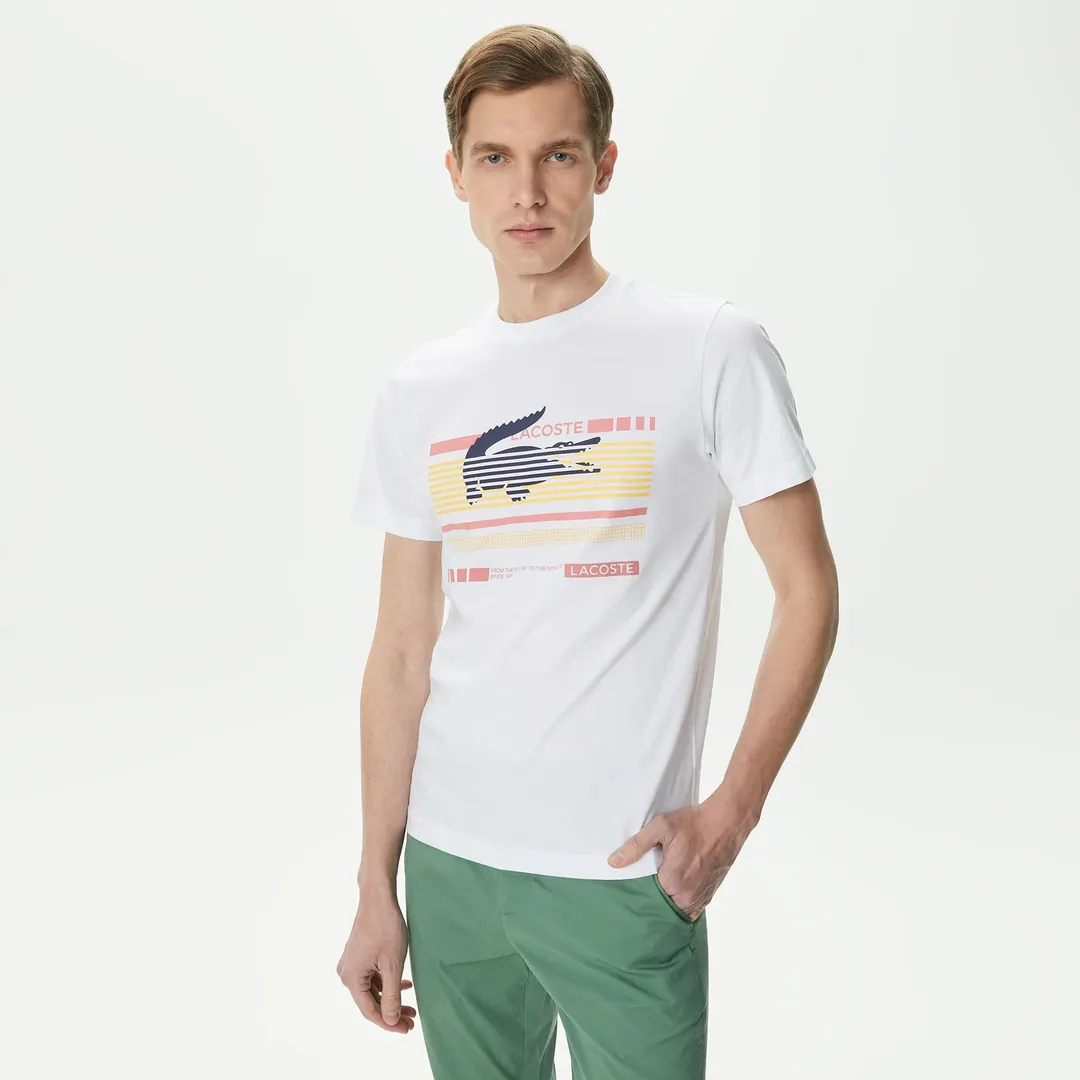 Мужская приталенная футболка Lacoste с круглым вырезом фото 1