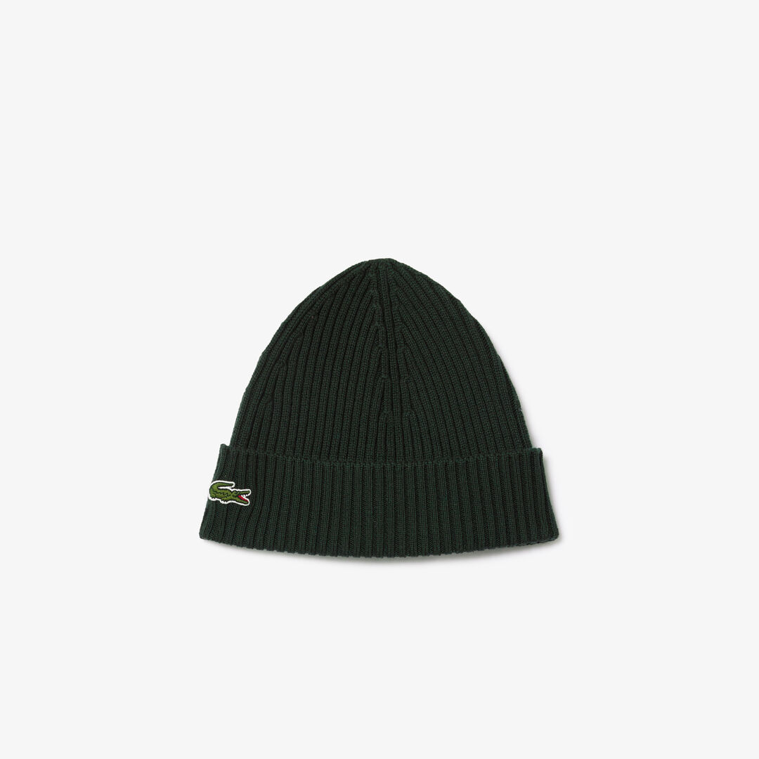 Шерстяная шапка Lacoste Unisex в рубчик фото 1