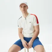 Мужское трикотажное поло Lacoste на молнии фото 1