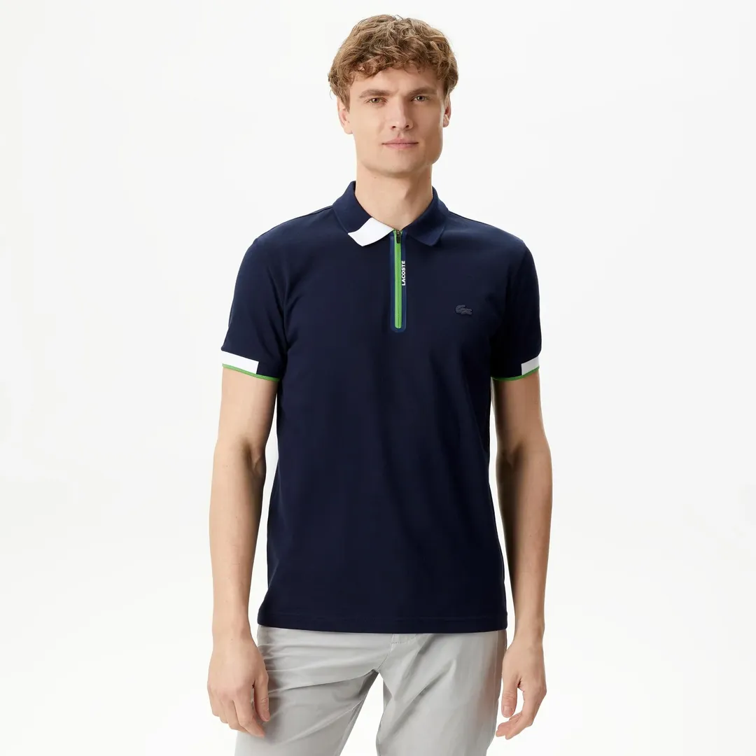 Мужское спортивное поло Lacoste на молнии фото 1
