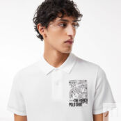 Мужское поло Lacoste с контрастным принтом фото 3