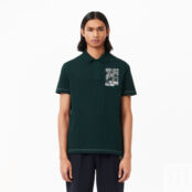 Мужское поло Lacoste с контрастным принтом фото 1
