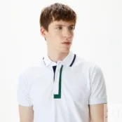 Мужское поло Lacoste с контрастным воротом фото 3