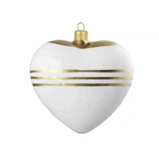 Ёлочная игрушка Сердце 10 см gold stripes Glassor