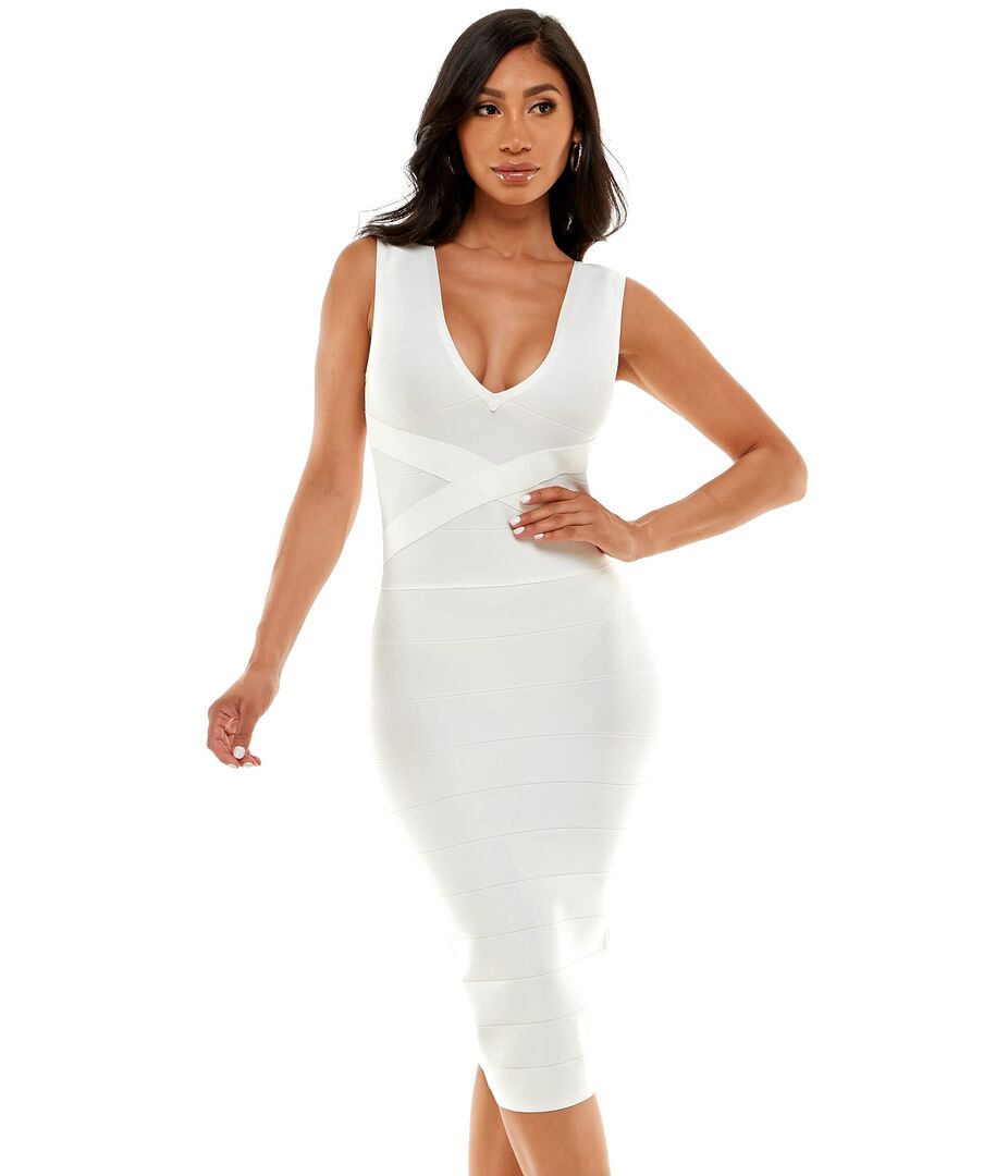 Платье Bebe, Bandage Midi Dress 9833546 | White фото 1