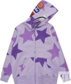 Худи BAPE Sta Pattern Shark Full Zip Hoodie Purple, фиолетовый 1H80 215 504 PURPLE | Purple фото 1